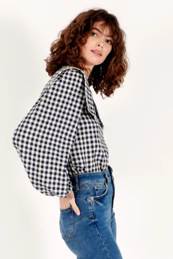 Mabel Top Indigo Gingham