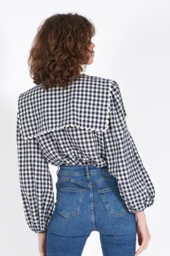 Mabel Top Indigo Gingham