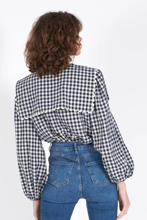 Mabel Top Indigo Gingham