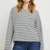 Macy Top Ivory Navy Micro Stripe
