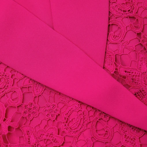 Magenta Lace Midi Dress