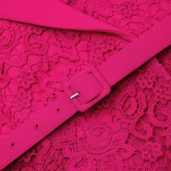 Magenta Lace Midi Dress