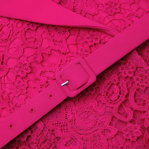 Magenta Lace Midi Dress