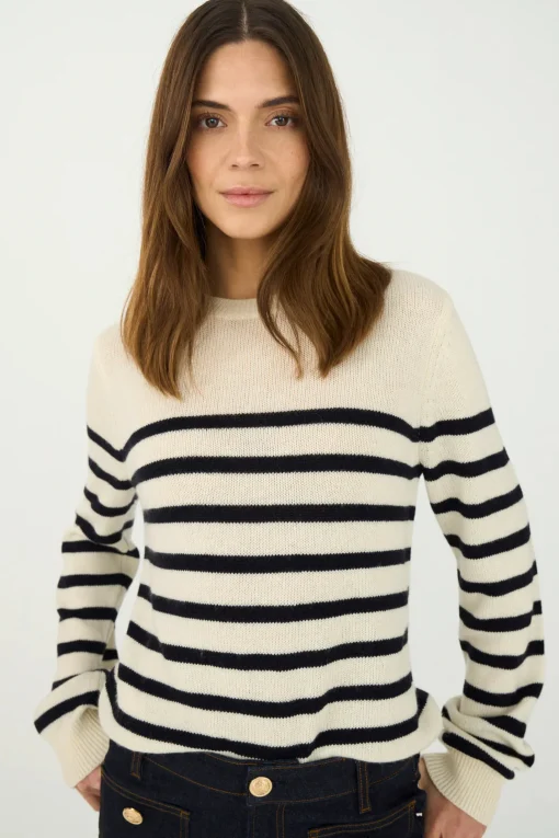 Manilla Stripe Knit Pearl / Navy