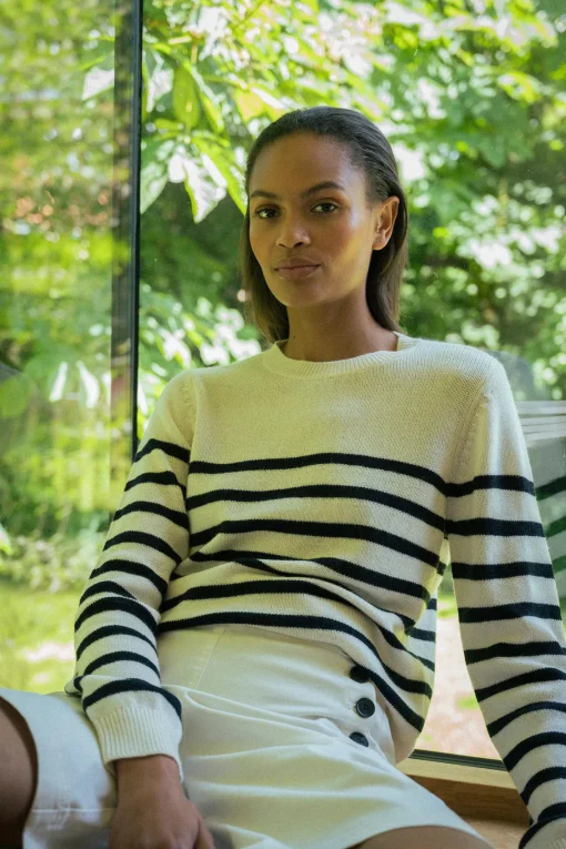 Manilla Stripe Knit Pearl / Navy