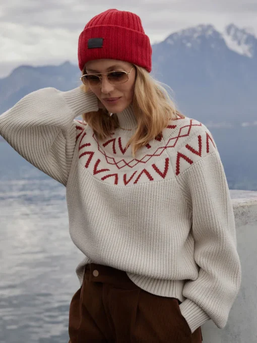 Marcie Fairisle Yoke Knit Silver Birch