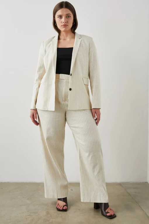 Marnie Trousers Ivory Pinstripe