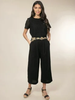 Marybeth Broderie Trousers Black
