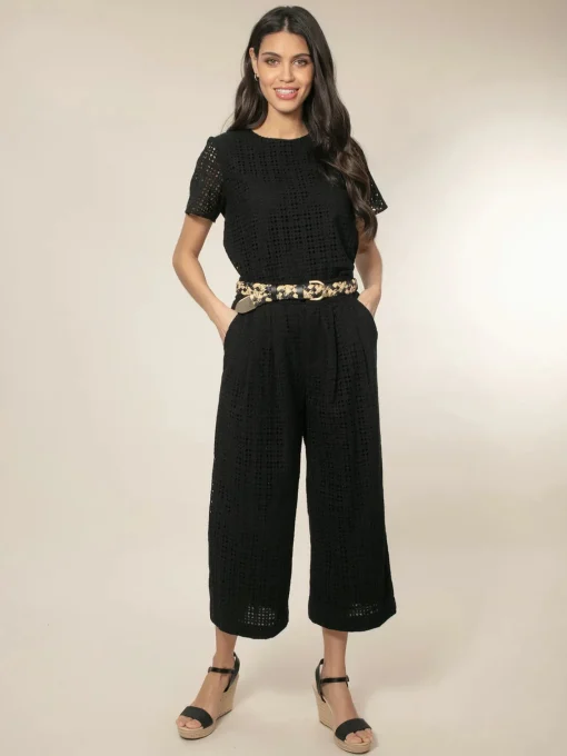 Marybeth Broderie Trousers Black