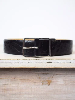 Medium Croc Belt Black/Nickel