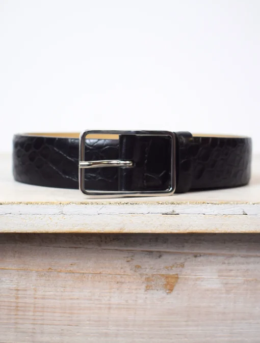 Medium Croc Belt Black/Nickel