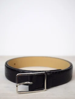 Medium Croc Belt Black/Nickel