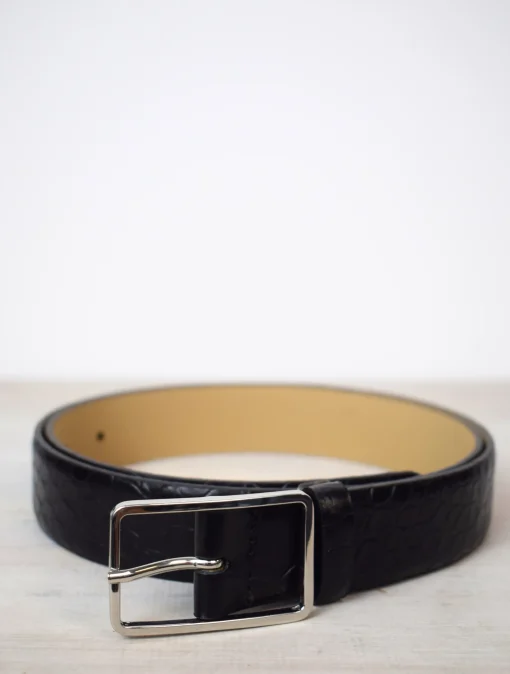 Medium Croc Belt Black/Nickel