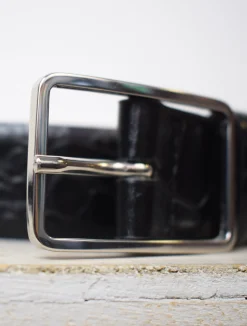 Medium Croc Belt Black/Nickel