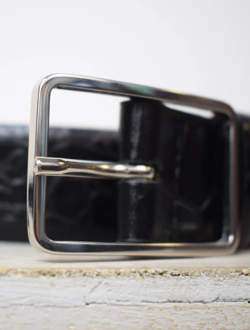 Medium Croc Belt Black/Nickel