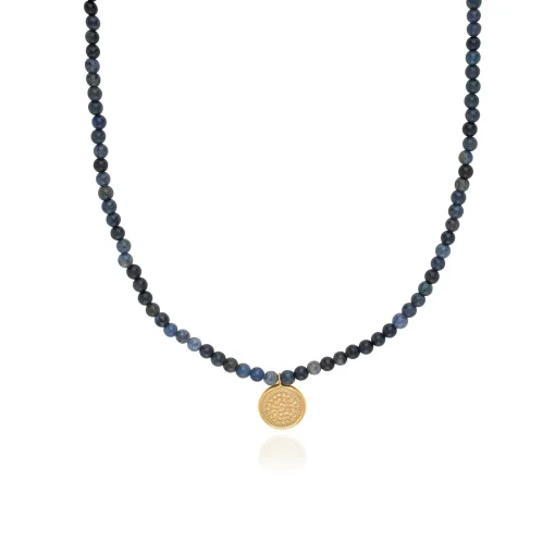 Medium Pendant Dumortierite Beaded Necklace