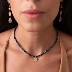 Medium Pendant Dumortierite Beaded Necklace
