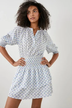 Milana Dress White Blue Ivy