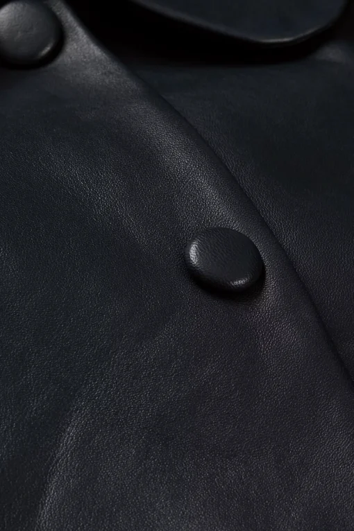 Milos Leather Jacket Navy