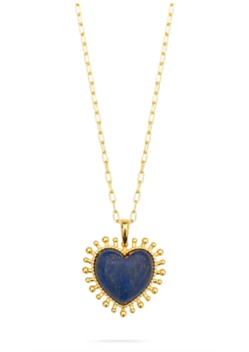 Mini Heart Pendant Necklace Lapis