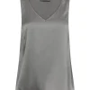 MMAstrid Silk V-Neck Top Sharkskin