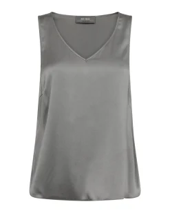 MMAstrid Silk V-Neck Top Sharkskin