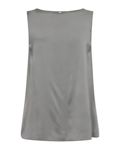 MMAstrid Silk V-Neck Top Sharkskin