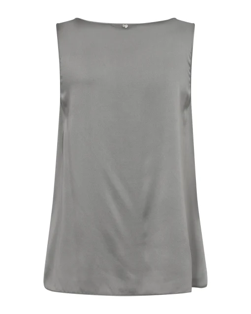 MMAstrid Silk V-Neck Top Sharkskin