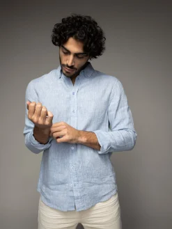 MMGTheo Linen Shirt Light Blue