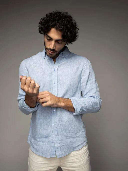 MMGTheo Linen Shirt Light Blue