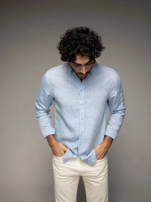 MMGTheo Linen Shirt Light Blue
