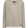 MMThora V Neck Knit Feather Gray