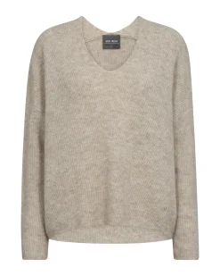 MMThora V Neck Knit Feather Gray