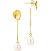 Molten Lava Stud With Removable Pearl Chain Gold