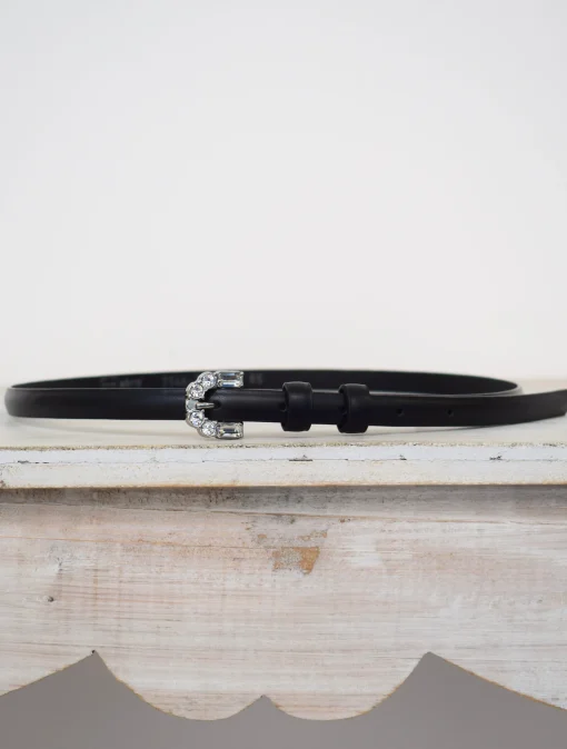 Narrow Belt Leather Black/Nickel