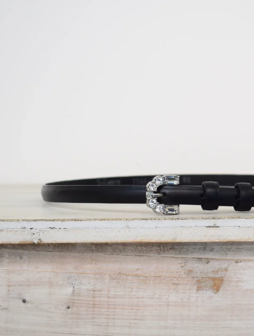 Narrow Belt Leather Black/Nickel
