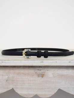 Narrow Belt Leather Navy