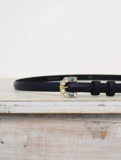 Narrow Belt Leather Navy