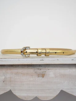 Narrow Belt Leather Shimmer Gold