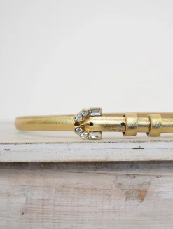 Narrow Belt Leather Shimmer Gold