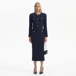 Navy Midi Knit Skirt