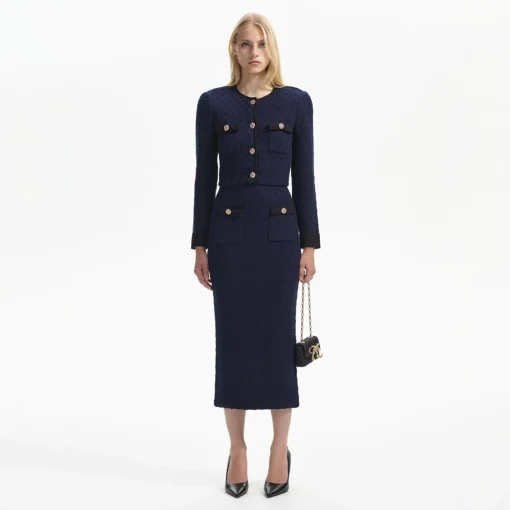 Navy Midi Knit Skirt