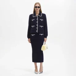 Navy Midi Knit Skirt
