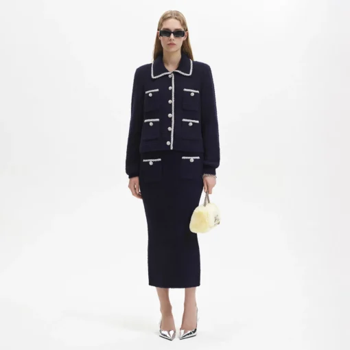 Navy Midi Knit Skirt