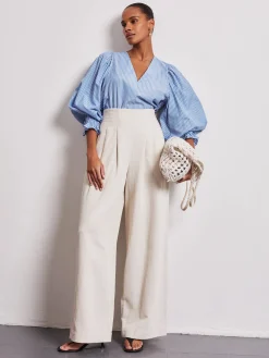 Nellie High Waisted Palazzo Ecru