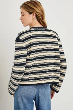 Nelly Cardigan Navy Oat Stripe