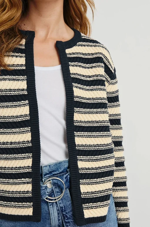 Nelly Cardigan Navy Oat Stripe