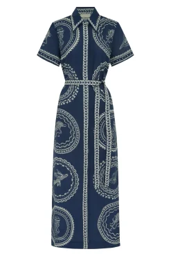 Oceane Linen Shirtdress Navy
