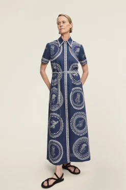 Oceane Linen Shirtdress Navy