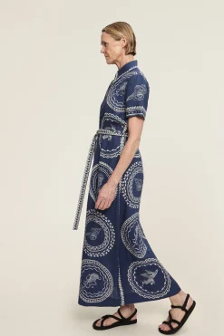Oceane Linen Shirtdress Navy